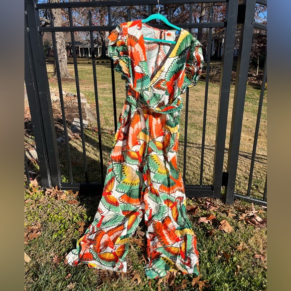 Anthropologie FARM Rio Ruffle Sleeve Linen Jumpsuit - Picture 9 of 10